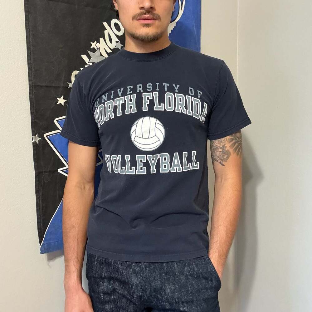 Champion University of North Florida UNF Volleyball Graphic T-Shirt Navy Blue Me
